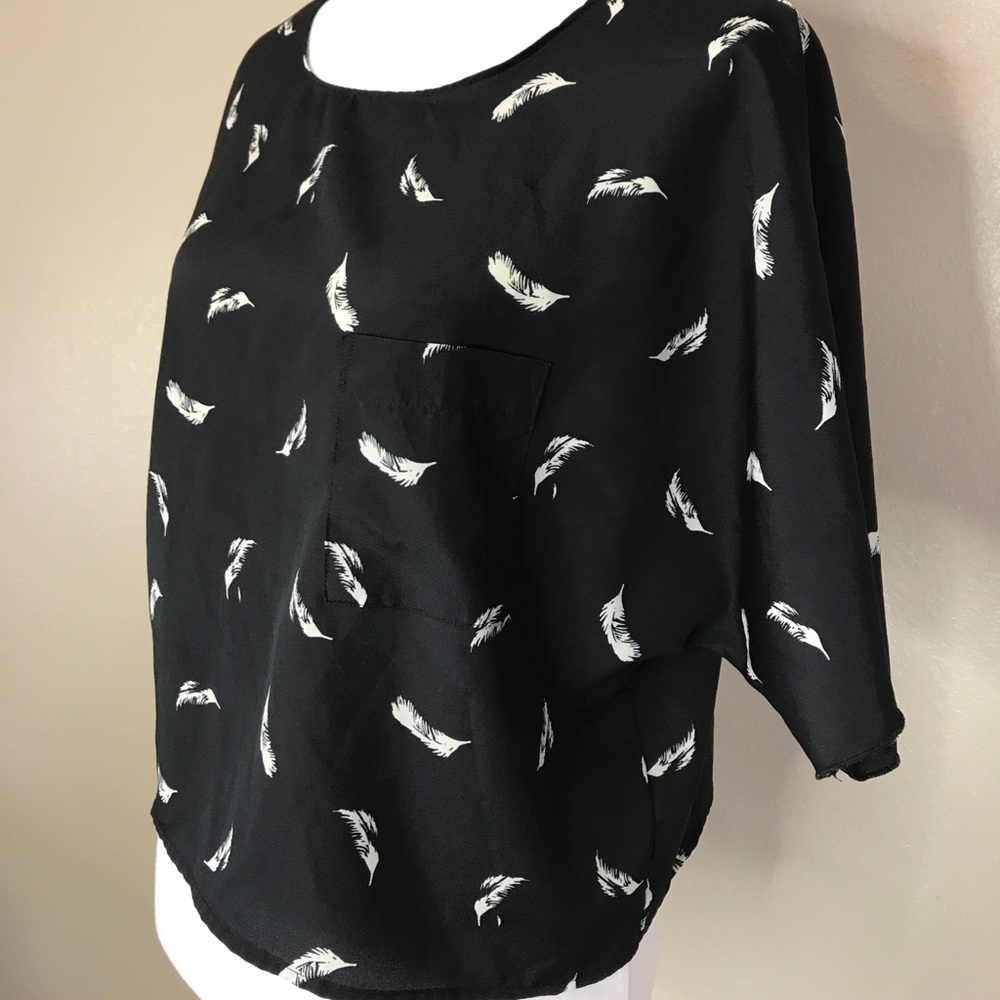 exhilaration Feather Over the Shoulder Blouse